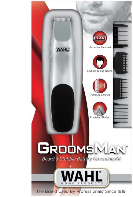 Тример Wahl 09906-716, Groomsman Battery,  Battery Trimmer Grooming kit including beard trimmer, 6- position guide comb and 7 individual guide combs