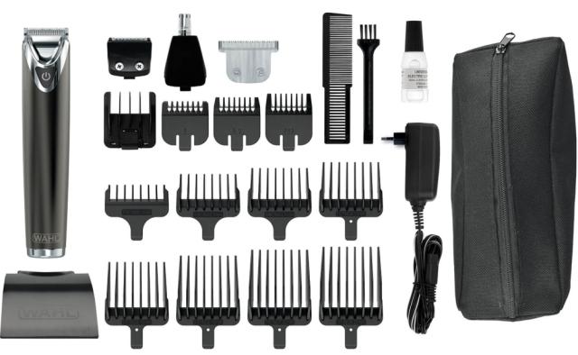 Тример Wahl 09864-016, Stainless Steel Trimmer Advanced, Accessories with dual foil shaver, detail trimmer, T-blade 3 trimmer combs, 6 pos. guide comb