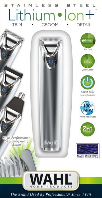 Тример Wahl 09818-116, Stainless Steel Trimmer, Accessories with dual foil shaver, detail trimmer, 3 trimmer combs, 6 pos. guide comb