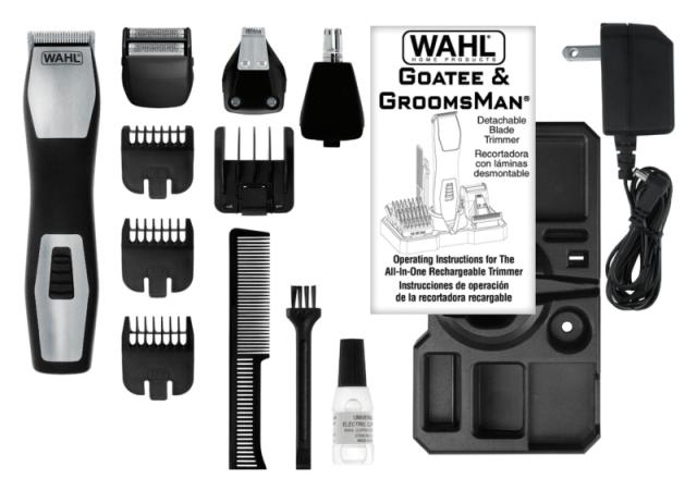 Тример Wahl 09855-1216, Groomsman Pro, Cordless Trimmer Grooming kit with beard trimmer, detail blade set and shaver, 6 pos. beard guide and 3 individual beard guides