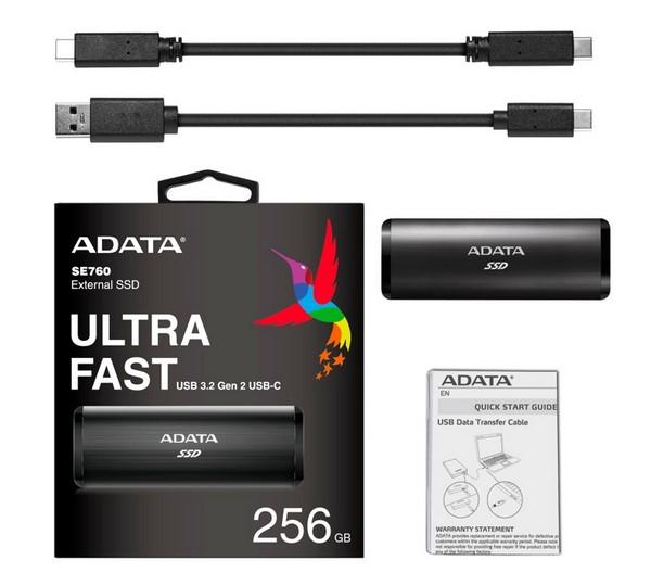 ADATA SE760 SSD 256GB EXT USB3.2 BLACK