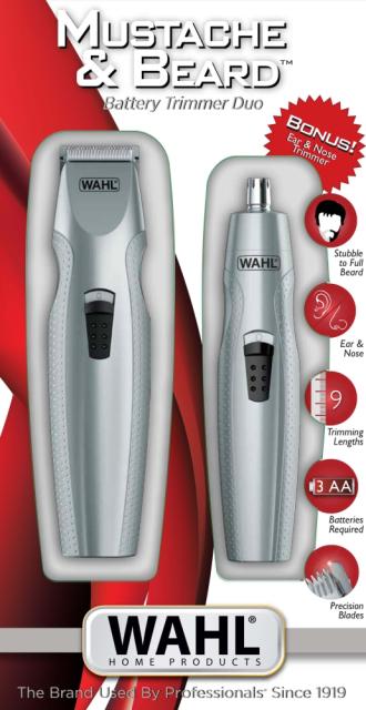 Тример Wahl 05606-308, Mustache & Beard + Battery Trimmer, Battery Trimmer Kit Trimmer and dual foil shaver, 6 pos. beard guide, 3 individual beard guides and detail trimmer