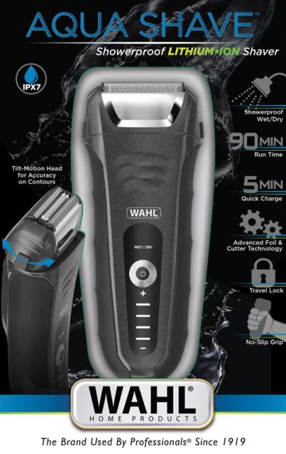 Тример Wahl 07061-916, Aqua Shave, Showerproof shaver Cuts even the most multi-directional hair growth, Li-Ion battery for 90 min. runtime