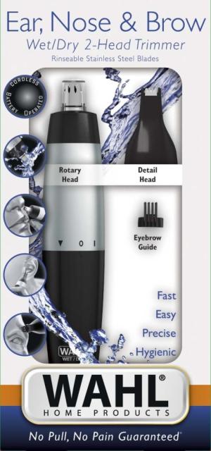 Тример Wahl 05560-1416, Ear, Nose & Brow Trimmer, 2 rinseable cutting heads for nose trimming, contour and eyebrow trimming