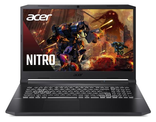 Лаптоп Acer Nitro 5, AN517-54-71J8, Core i7-11800H (2.3GHz up to 4.6GHz, 24MB), 17.3" QHD IPS 165Hz, 16GB DDR4 3200MHz (1 slot free), 1024GB NVMe SSD, HDD Kit, RTX 3060 6GB GDDR6, Cam&Mic., Wi-Fi 6ax, BT 5.1, RGB Backlit kbd, No OS, Black