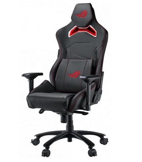 Геймърски стол Asus ROG Chariot MSG010, метална база, еко кожа, регулируеми подлакътници, регулируема височина, RGB подсветка, черен