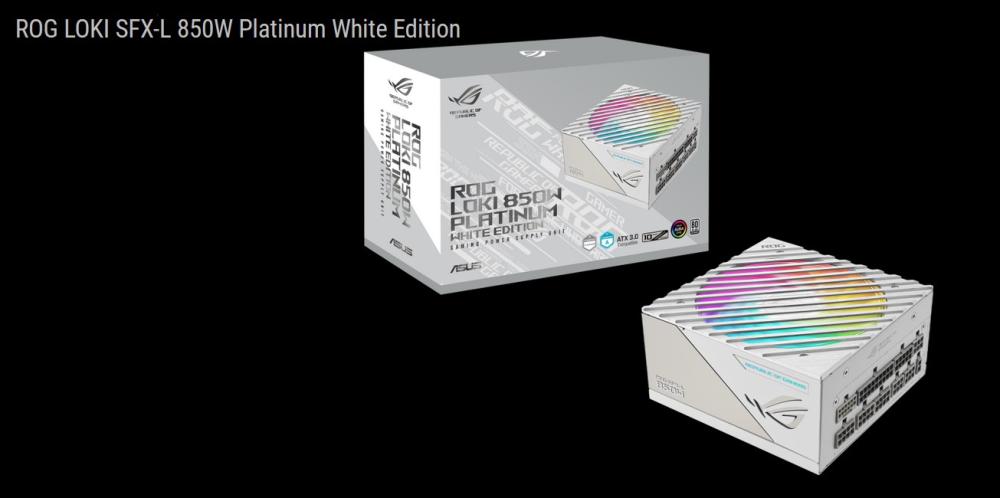 Захранване ASUS  ROG Loki SFX-L 850W Platinum White Edition Fully Modular Power Supply 120mm PWM ARGB Fan Aura Sync
