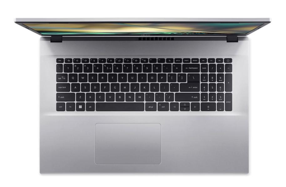 Лаптоп ACER NB ASPIRE 3 A317-54-53UU, Intel Core i5-1235U (1.3/4.4GHz, 12M), 17.3" (43.94 cm) FHD IPS 8GB DDR4, 512GB SSD, Pure silver, Free DOS