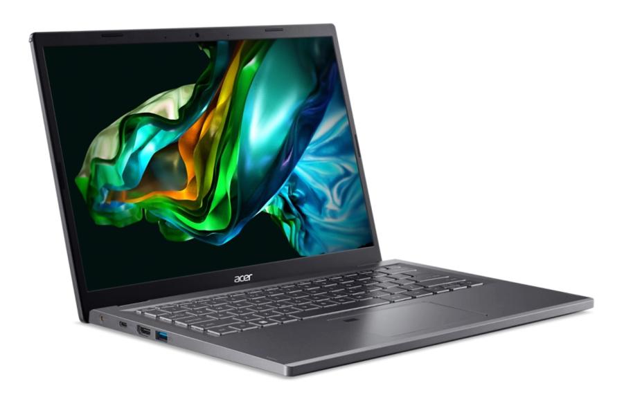 Лаптоп ACER NB ASPIRE 5 A514-56M-37LP, Intel Core i3-1315U (1.2 - 4.50 GHz, 10 MB cache), 14.0" (35.56 cm) FHD IPS, 16GB RAM, 512GB SSD, Steal Gray, Free DOS