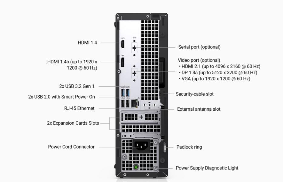 Настолен компютър Dell OptiPlex 7010 SFF, Intel Core i5-13500 (6+8 Cores, 24MB, 20T, 2.5GHz to 4.8GHz, 65W), 8GB (1x8GB) DDR4, 256GB NVMe M.2 2230, Integrated Graphics, Mouse + BG KBD, Ubuntu, 3Y ProSupport