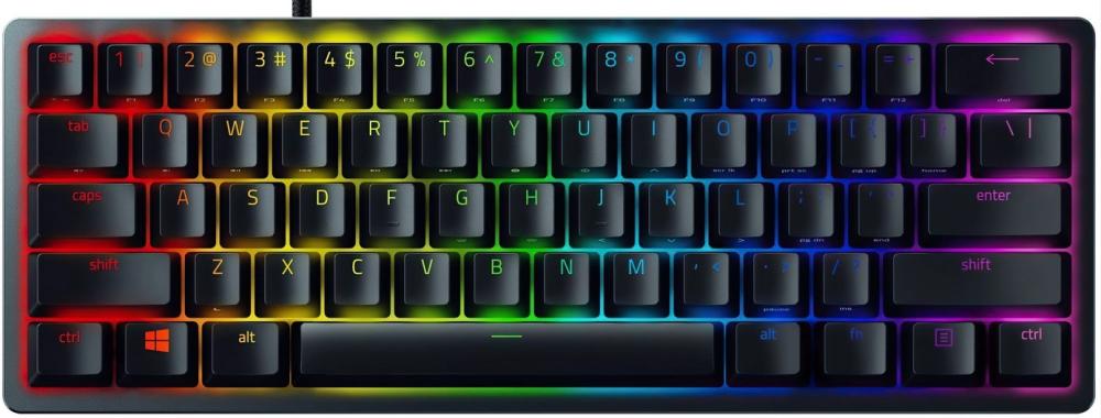 Клавиатура Razer Huntsman Mini, механична, clicky optical Purple Switch, RGB подсветка, черна, USB