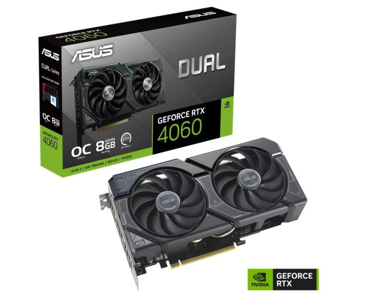 Видео карта Asus Dual Nvidia GF RTX 4060, 8GB GDDR6 OC, PCI-E 4.0, 128-bit, HDMI