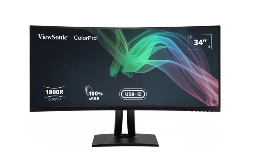 Монитор ViewSonic VP3481a, 34" (86.36 cm) Curved VA панел, 100Hz, WQHD+, 5ms, 400 cd/m2, 2x HDMI, DisplayPort, USb Type-C, USB Hub, RJ45