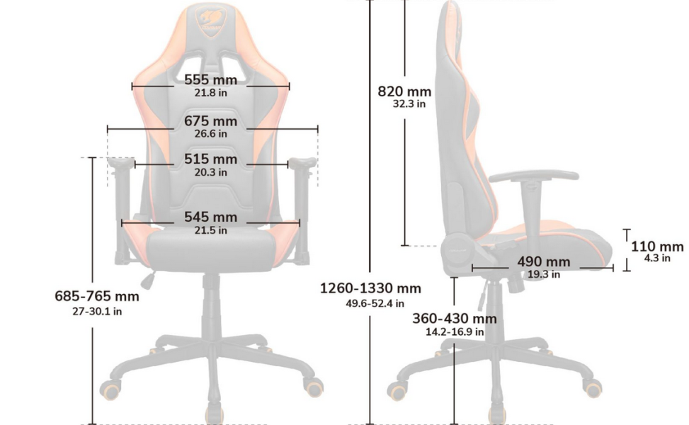 Геймърски стол COUGAR Armor Elite Eva Gaming Chair, газов асансьор, 2D регулируеми подлакътници