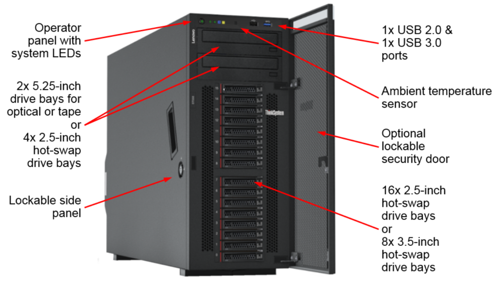 Сървър LENOVO ThinkSystem ST550, Xeon Silver 4210R 10C 2.4GHz 13.75MB Cache, 32GB 2933MHz RDIMM, 8x2.5in 9350-8i 2GB, 1x750W Titanium XCC Ent