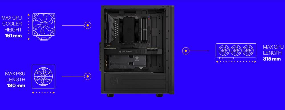 Кутия Endorfy Ventum 300 Solid, Mid-Tower, 2x USB-A (3.1 GEN 1), 1x Audio/1x Mic, ATX/mATX/mITX