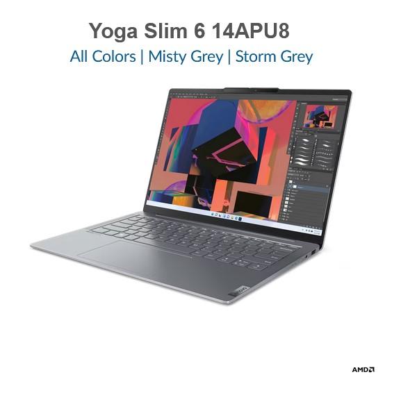 Лаптоп Lenovo Yoga Slim 6 14APU8, AMD Ryzen 5 7540U 3.2/4.9GHz, 14" (35.56cm) WUXGA OLED, 16GB LPDDR5, 1TB SSD NVMe, 1x USB4, Free DOS