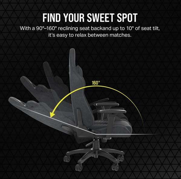 Геймърски стол CORSAIR TC100 RELAXED Gaming Chair, Fabric - Black
