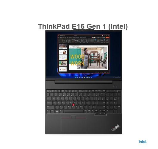 Лаптоп Lenovo ThinkPad E16 G1 Intel Core i5-1335U (up to 4.6GHz, 12MB), 16GB (8+8) DDR4 3200MHz, 512GB SSD, 16" WUXGA (1920x1200) IPS AG, Intel Iris Xe Graphics, WLAN, BT, 1080p&IR Cam, Backlit KB, FPR, 3 cell, Graphite Black, DOS, 3Y