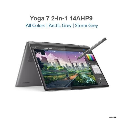 Лаптоп Lenovo Yoga 7 2-in-1 14AHP9, 14.0" (35.56 cm), Full HD+, Touch, AMD Ryzen 7 8840HS 8C (3.3/5.1GHz, 16 MB cache), AMD Radeon 780M, 16GB LPDDR5x, 1TB SSD, Windows 11 Home + Pen 