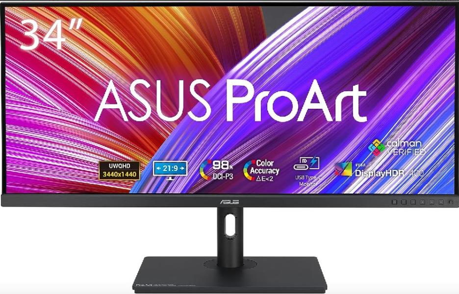 Монитор ASUS ProArt PA348CGV, 34" (86.36 cm)  IPS Ultrawide QHD, 120Hz, 2ms GtG, 2x HDMI, 1x DisplayPort, 4x USB 3.2, 1x USB 3.2 Type-C