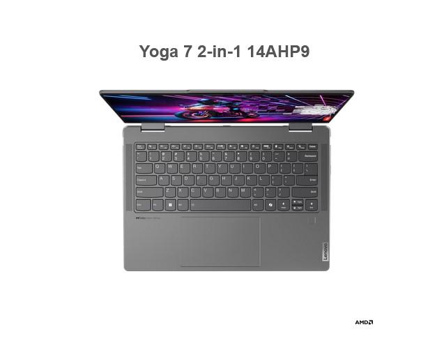 Лаптоп Yoga 7 2-in-1 14AHP9, AMD Ryzen 5 8640HS 6C (3.5 / 4.9GHz, 16MB), 14.0" (35.56 cm) WUXGA OLED, Touchscreen, 16GB DDR5x, 1TB PCIe, Windows 11 Home