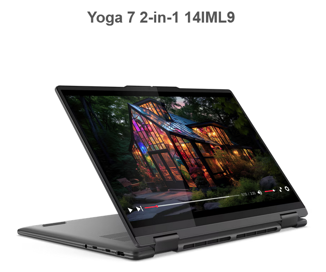 Лаптоп Lenovo Yoga 7 2-in-1 14IML9, 14.0", 2.8K, Touchscreen, Intel Core Ultra 7 155H 16C (1.4/4.8GHz, 24MB), Intel Arc 8 Core, 32GB LPDDR5x, 1TB SSD, Windows 11 Home