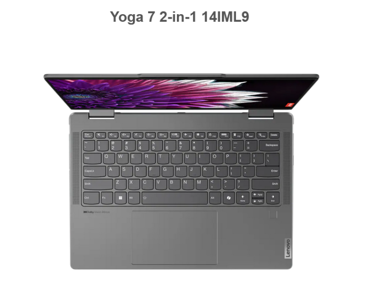 Лаптоп Lenovo Yoga 7 2-in-1 14IML9, 14.0", 2.8K, Touchscreen, Intel Core Ultra 7 155H 16C (1.4/4.8GHz, 24MB), Intel Arc 8 Core, 32GB LPDDR5x, 1TB SSD, Windows 11 Home