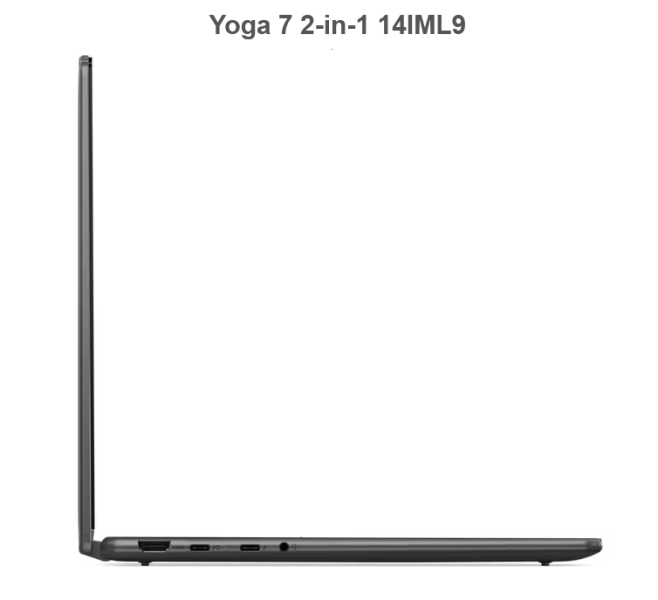 Лаптоп Lenovo Yoga 7 2-in-1 14IML9, 14.0", 2.8K, Touchscreen, Intel Core Ultra 7 155H 16C (1.4/4.8GHz, 24MB), Intel Arc 8 Core, 32GB LPDDR5x, 1TB SSD, Windows 11 Home