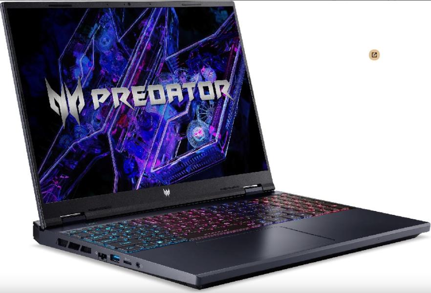Лаптоп Acer Predator Helios Neo 16 PHN16-72-92YJ, 16.0" (40.64 cm), WQXGA, Intel Core i9-14900HX 24C (1.6/5.8GHz, 36MB Cache), NVIDIA RTX 4070 8GB GDDR6 DLSS 3, 16GB DDR5, 1TB SSD, Free DOS