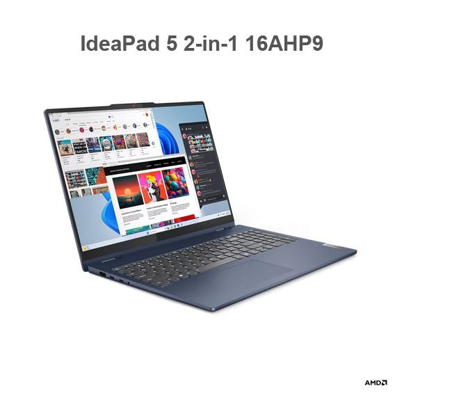Лаптоп LENOVO IdeaPad 5 2-in-1 16AHP9, AMD Ryzen 5 8645HS 6C (4.3 / 5.0GHz, 16MB), 16.0" (40.64 cm)  WUXGA, IPS, 60Hz, 60Hz, Touchscreen, 16GB LPDDR5x, 512GB SSD,  Windows 11 Home