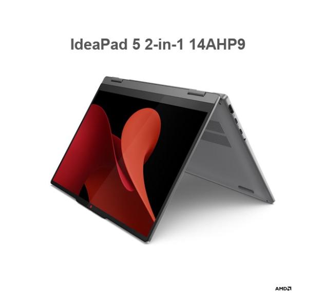 Лаптоп Lenovo IdeaPad 5 2-in-1 14AHP9, AMD Ryzen 5 8645HS 6C ( 4.3 / 5.0GHz, 16MB Cache), 14.0" (35.56 cm) WUXGA  IPS, 60Hz, Touchscreen, 16GB LPDDR5x, 1TB SSD, Windows 11 Home, Luna Grey + Pen