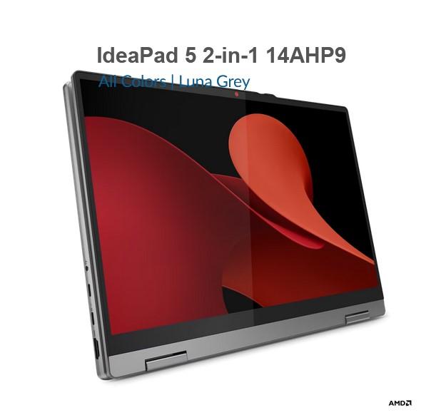 Лаптоп Lenovo IdeaPad 5 2-in-1 14AHP9, AMD Ryzen 5 8645HS 6C ( 4.3 / 5.0GHz, 16MB Cache), 14.0" (35.56 cm) WUXGA  IPS, 60Hz, Touchscreen, 16GB LPDDR5x, 1TB SSD, Windows 11 Home, Luna Grey + Pen