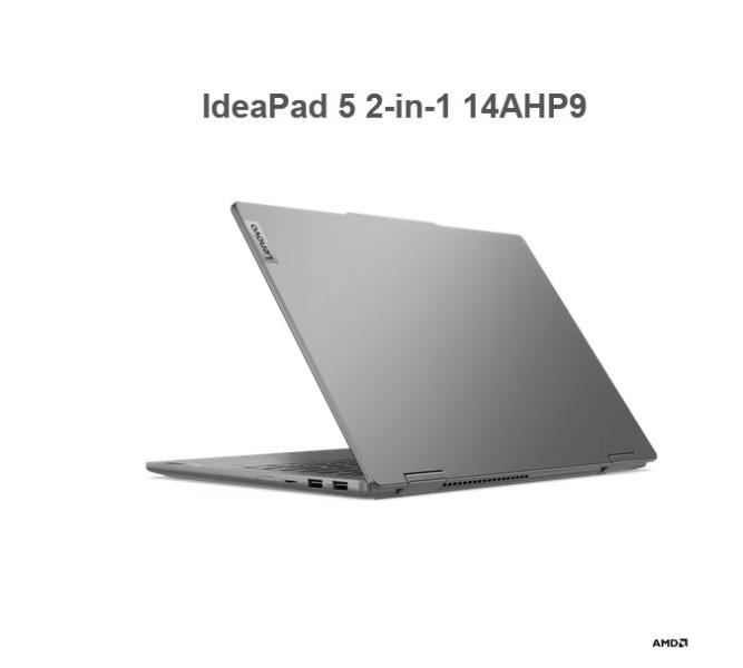 Лаптоп Lenovo IdeaPad 5 2-in-1 14AHP9, AMD Ryzen 5 8645HS 6C ( 4.3 / 5.0GHz, 16MB Cache), 14.0" (35.56 cm) WUXGA  IPS, 60Hz, Touchscreen, 16GB LPDDR5x, 1TB SSD, Windows 11 Home, Luna Grey + Pen