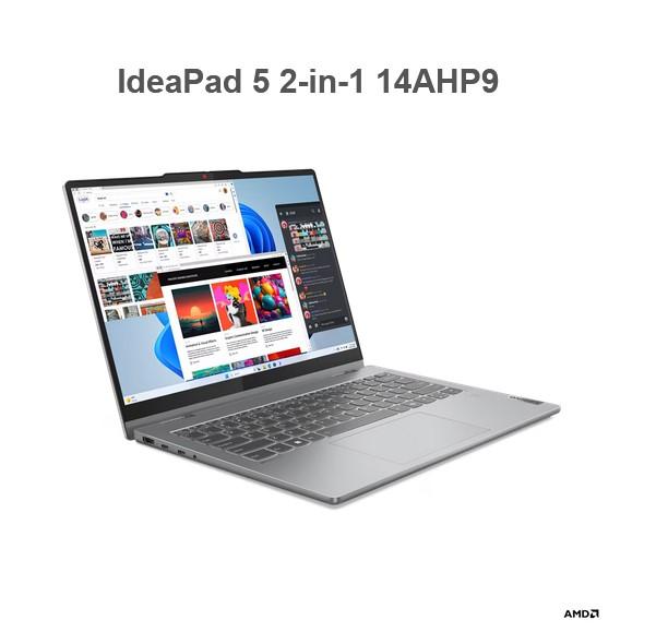 Лаптоп Lenovo IdeaPad 5 2-in-1 14AHP9, AMD Ryzen 5 8645HS 6C ( 4.3 / 5.0GHz, 16MB Cache), 14.0" (35.56 cm) WUXGA  IPS, 60Hz, Touchscreen, 16GB LPDDR5x, 1TB SSD, Windows 11 Home, Luna Grey + Pen
