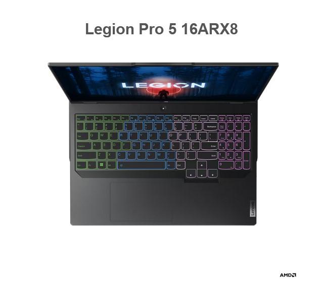 Лаптоп Lenovo Legion Pro 5 16ARX8, 16.0" (40.64 cm), WQXGA, WQXGA 500N 240Hz, AMD Ryzen 7 7745HX 8C (3.6/5.1GHz, 32M), NVIDIA RTX 4070 8GB GDDR6 DLSS 3, 32GB DDR5, 1TB SSD, Free DOS