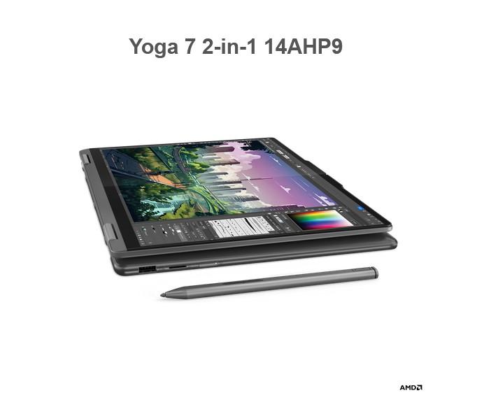 Лаптоп Lenovo Yoga 7 2-in-1 14AHP9, 14.0" (35.56 cm) WUXGA, Touchscreen, AMD Ryzen 5 8640HS 6C (3.5 / 4.9GHz, 16MB), 16GB DDR5x, 1TB SSD, Windows 11 Home
