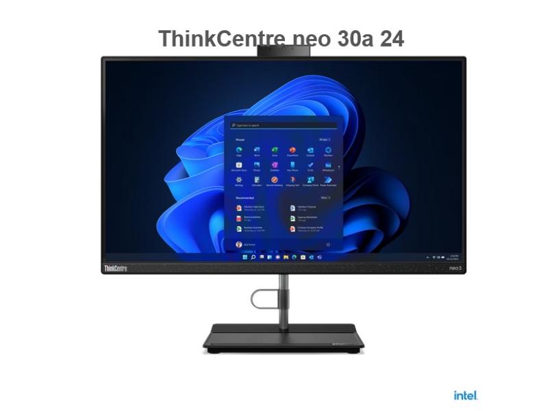 Компютър All in One Lenovo ThinkCentre neo 30a 24, Intel Core i3-1215U 6C (1.2/4.4GHz, 10 MB Cache), 23.8" (60.45cm) Full HD IPS Anti-Glare Display, 8GB DDR4, 256GB SSD NVMe, 2x USB 3.2 Gen 2 Type-A, DVD±RW, Windows 11 Pro