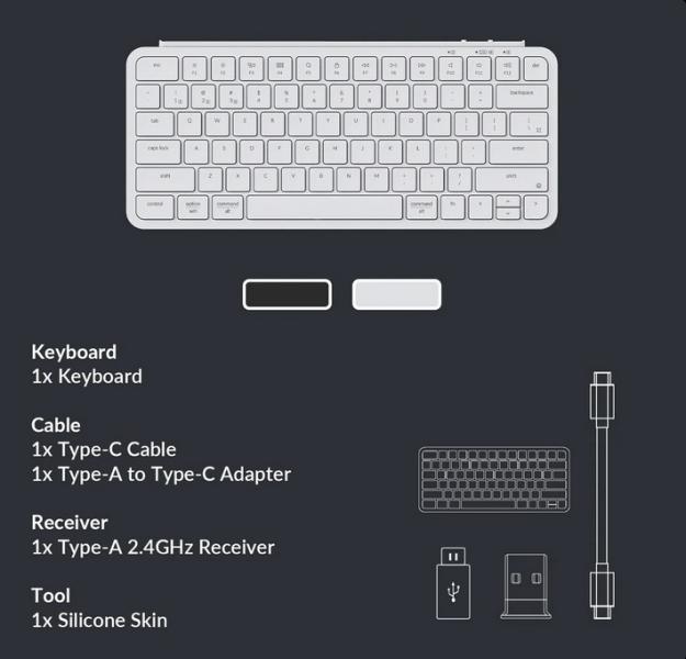 Клавиатура Keychron B1 Pro Ultra-Slim Wireless/Bluetooth, Ivory White