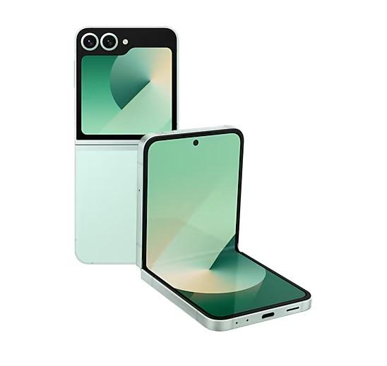 Смартфон Samsung Galaxy Z Flip6 Mint, поддържа 2 sim карти, 6.7" (17.01 cm) Foldable Dynamic AMOLED 2X 120Hz дисплей, осемядрен Snapdragon 8 Gen 3 3.39GHz, 12GB RAM, 256GB Flash памет, 50 + 12 & 10 Mpix камери, Android