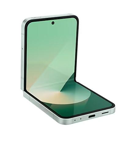 Смартфон Samsung Galaxy Z Flip6 Mint, поддържа 2 sim карти, 6.7" (17.01 cm) Foldable Dynamic AMOLED 2X 120Hz дисплей, осемядрен Snapdragon 8 Gen 3 3.39GHz, 12GB RAM, 256GB Flash памет, 50 + 12 & 10 Mpix камери, Android