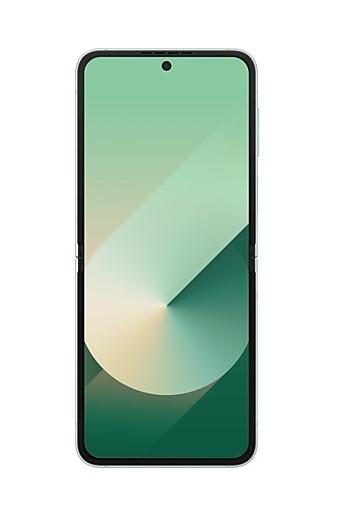 Смартфон Samsung Galaxy Z Flip6 Mint, поддържа 2 sim карти, 6.7" (17.01 cm) Foldable Dynamic AMOLED 2X 120Hz дисплей, осемядрен Snapdragon 8 Gen 3 3.39GHz, 12GB RAM, 256GB Flash памет, 50 + 12 & 10 Mpix камери, Android