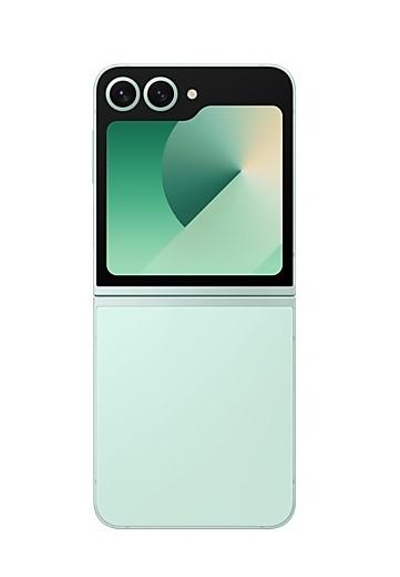 Смартфон Samsung Galaxy Z Flip6 Mint, поддържа 2 sim карти, 6.7" (17.01 cm) Foldable Dynamic AMOLED 2X 120Hz дисплей, осемядрен Snapdragon 8 Gen 3 3.39GHz, 12GB RAM, 256GB Flash памет, 50 + 12 & 10 Mpix камери, Android