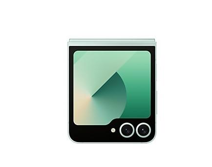 Смартфон Samsung Galaxy Z Flip6 Mint, поддържа 2 sim карти, 6.7" (17.01 cm) Foldable Dynamic AMOLED 2X 120Hz дисплей, осемядрен Snapdragon 8 Gen 3 3.39GHz, 12GB RAM, 256GB Flash памет, 50 + 12 & 10 Mpix камери, Android