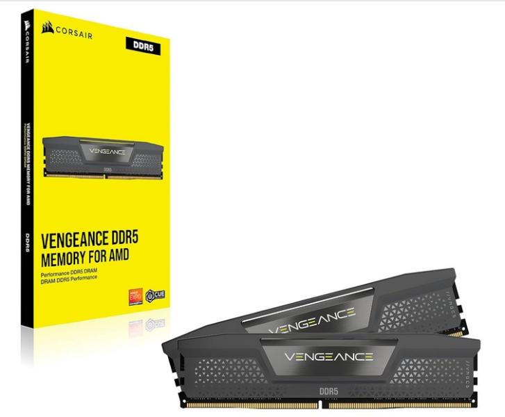 Памет CORSAIR VENGEANCE, 32GB (2x16GB) DDR5 4800MHz/6000 MT/s, CL36, 1.4V, AMD EXPO Memory - Grey