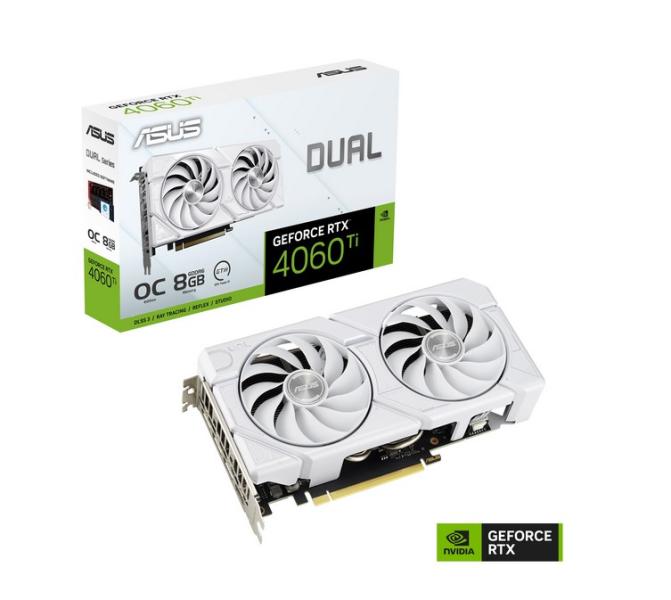 Видео карта ASUS Dual GeForce RTX4060 Ti EVO White OC Edition 8GB GDDR6, 128-bit, HDMI, 3x DP