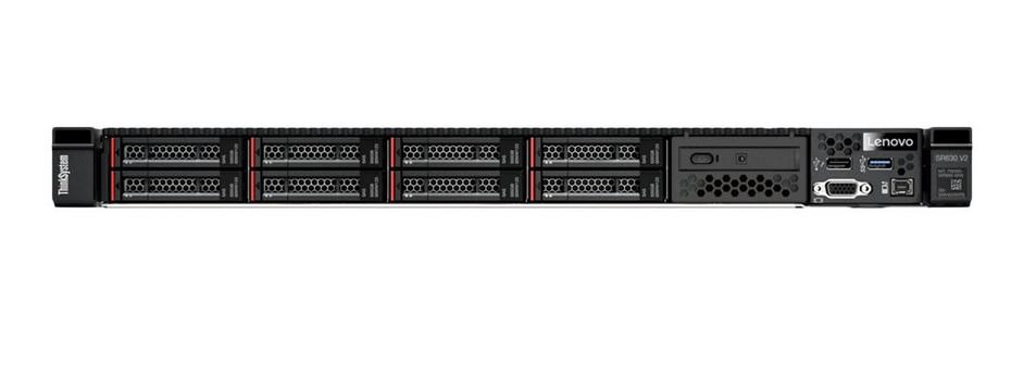 Сървър Lenovo ThinkSystem SR630 V2, Intel Xeon Silver 4309Y 8C (2.8/3.6GHz, 12MB Cache/105W), 32GB DDR4 RDIMM,  8x SAS/SATA без HDD, RAID контролер 930-8i, 1x 1GbE XCC Remote Management RJ45, 1x1100W Titanium PSU, Free DOS