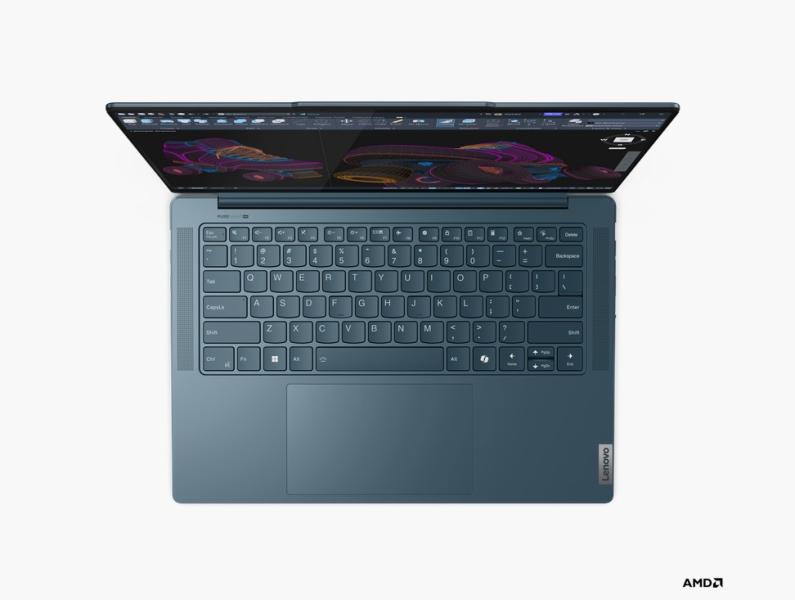 Лаптоп Lenovo Yoga Pro 7 14AHP9, AMD Ryzen 7 8845HS 8C (3.8/5.1GHz, 16MB Cache), 14.5" (36.83cm) WQXGA 90Hz IPS Anti-Glare Display, 16GB LPDDR5X, 1TB SSD NVMe, Free DOS