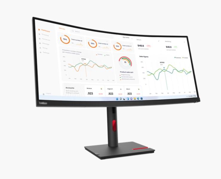 Монитор LENOVO ThinkVision T34w-30, 34" (86.36 cm) Curved WLED AV, 60Hz, 4ms, 350cd/m2, HDMI, DP, RJ45, USB, USB Type-C