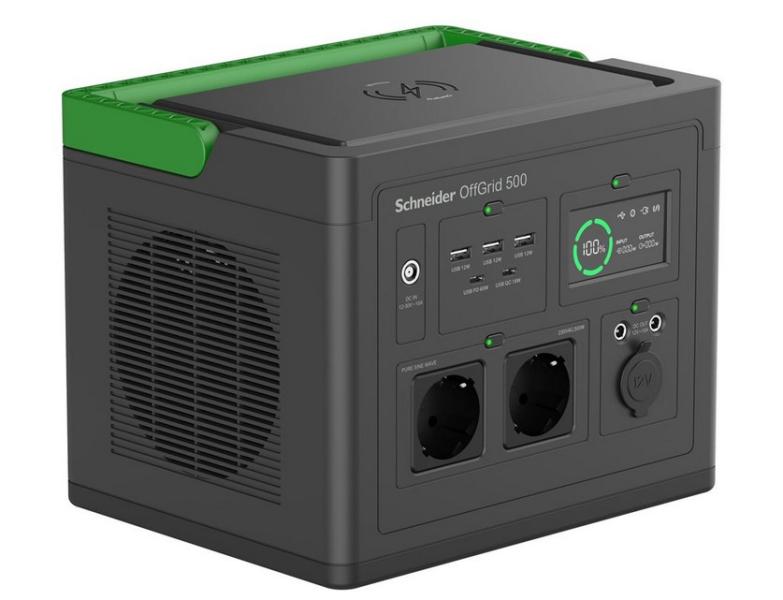 Преносима захранваща станция, APC Schneider OffGrid Portable Power Station 500, 517Wh Lithium-ion, 2 Schuko, Sinewave